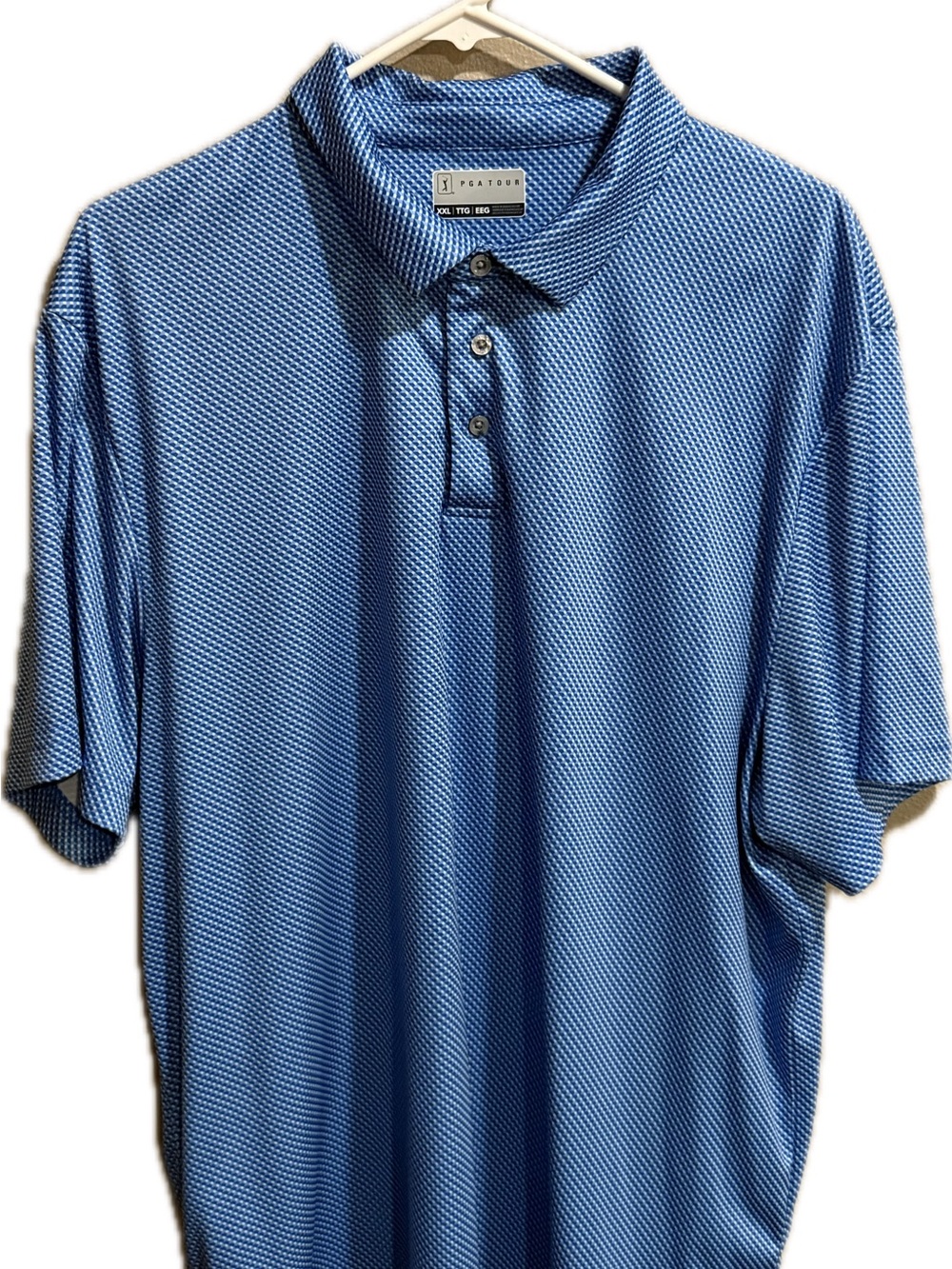 PGA Tour Light Blue Textured Polo Shirt - Men